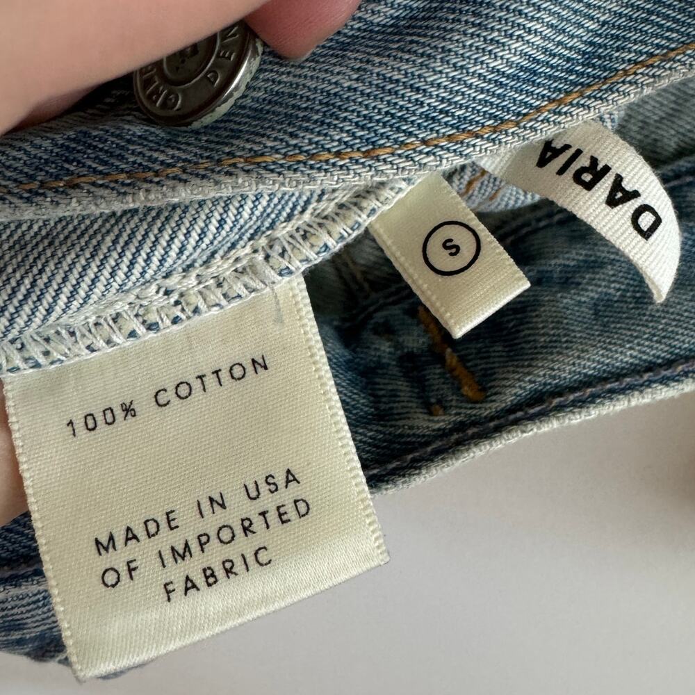 GRLFRND Daria Shearling Trim Oversized Denim Trucker Jean Jacket Size Small - Picture 6 of 8